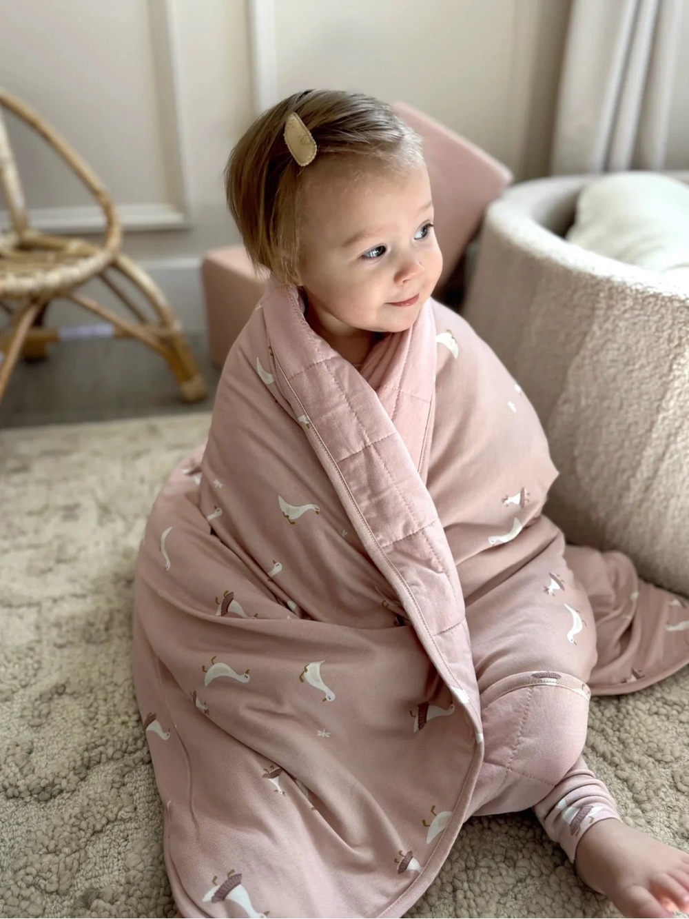 Gunamuna Toddler Cloud Blanket in “Tutu Goose”